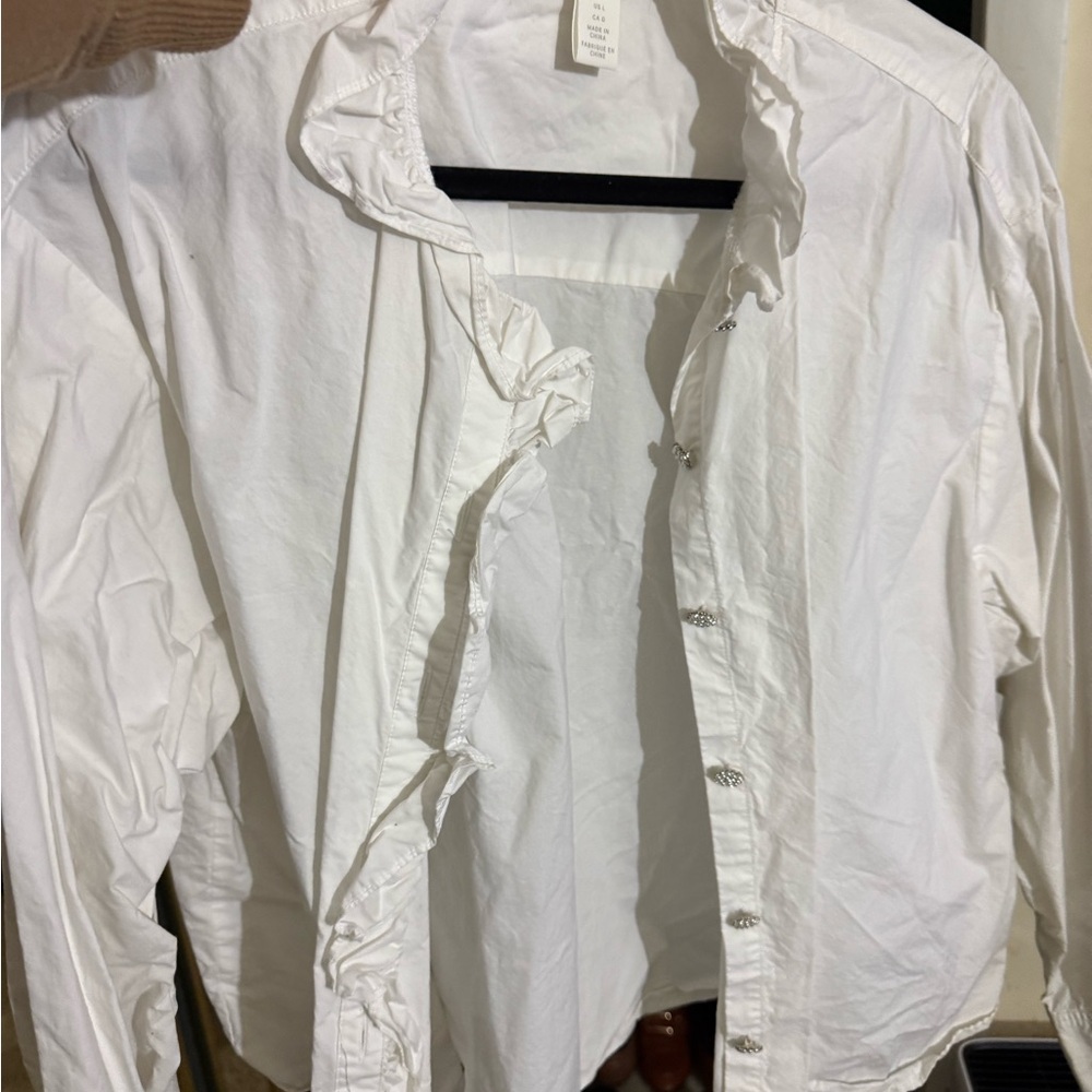H&M White Ruffled Blouse - Picture 2 of 7